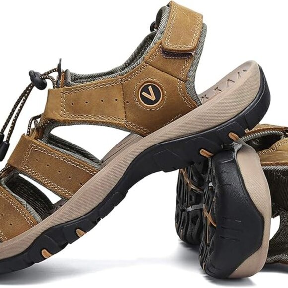 FLARUT Men's US 9 Brown Sport Outdoor Hiking/Sporting Sandal Closed Toe Lightwei - Picture 2 of 9